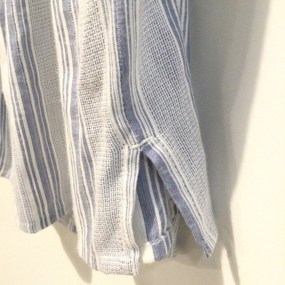 LOFT Peasant Top White Blue Stripe Size XS - Picture 5 of 9